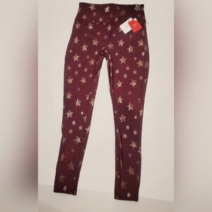 SPANX Big Kids-Girls Aubergine/Burgundyish Star Print Leggings Sz XL 14-16